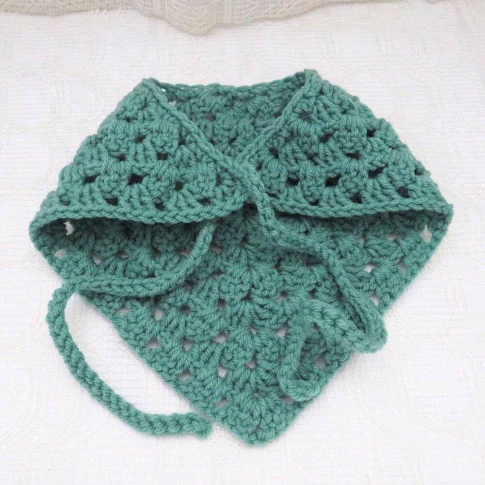 Crocheted Bandana Women Sage Green Boho Hippie Style Handmade, Festival Wear